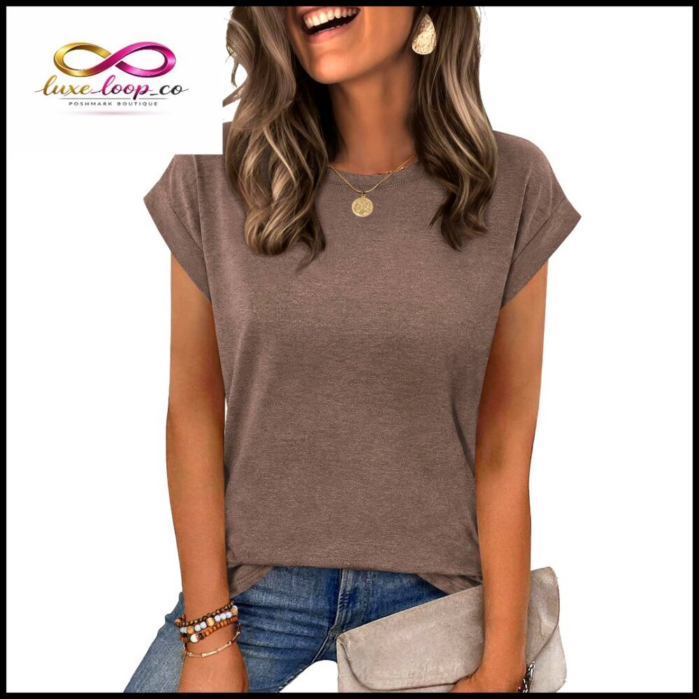 Relaxed Fit Cap Sleeve Tee, Polyester Blend, All Seasons Layering Top